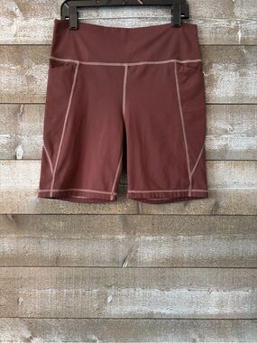 Senita Athletics High-Waist Bike Shorts in Brown